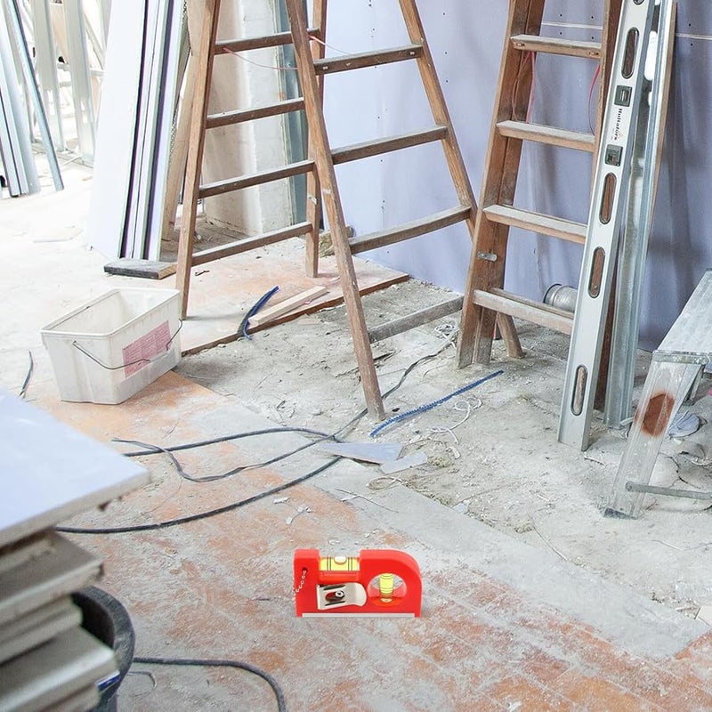 Red Hanging Bubble Line Level Tool for Flooring Decking Fence and Slope Alignment - Image 3